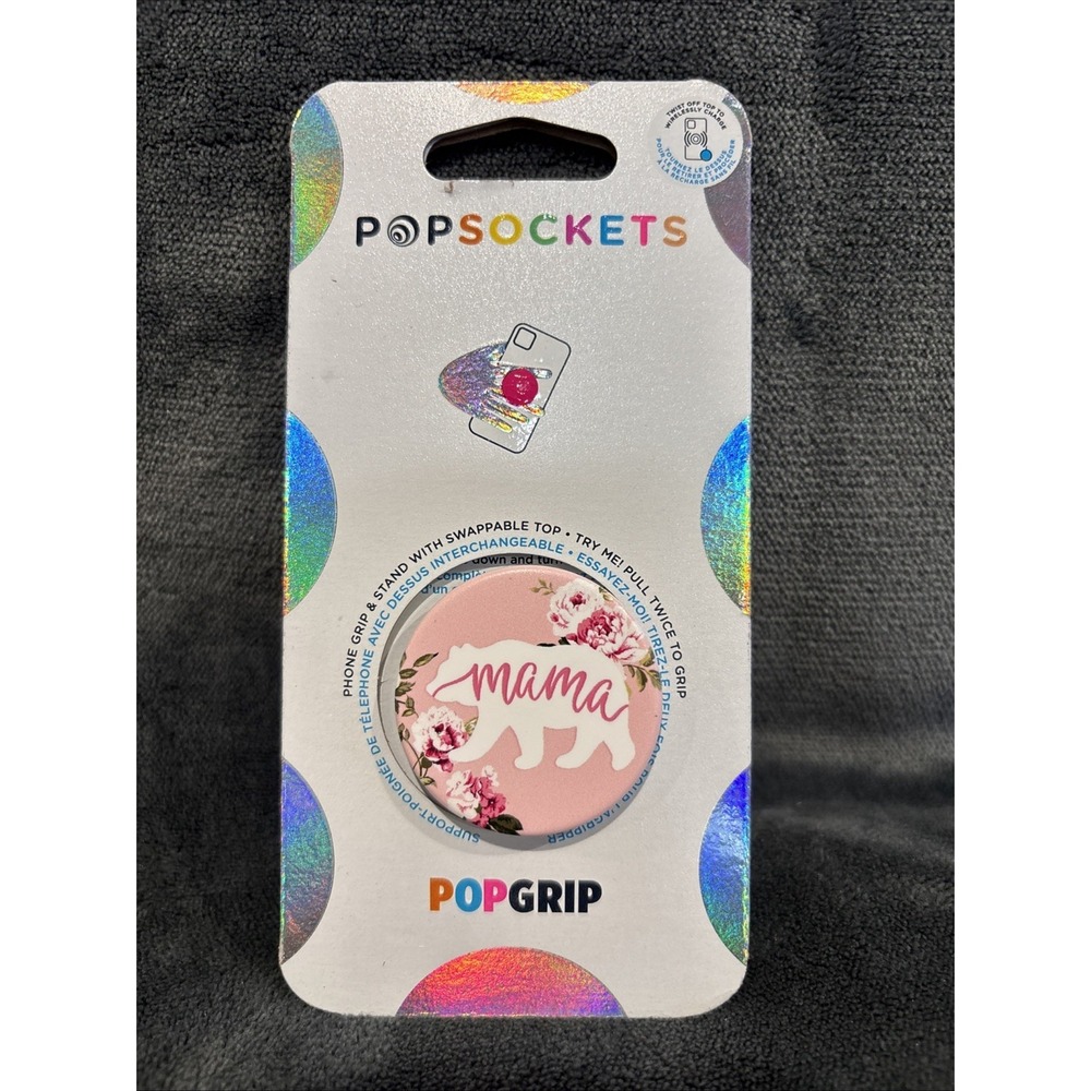 Popsocket Mama Bear Pink Flowers Swappable PopGrip Stand New